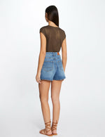 טישירט קצרה עם פרטי תכשיט בצבע חאקי - MASHBIR//365