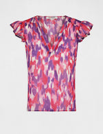 חולצה עם שרוולים מסולסלים בהדפס צבעים - MASHBIR//365