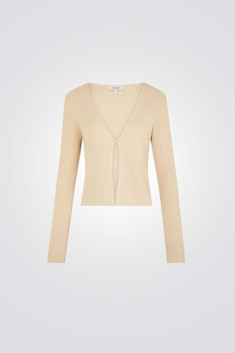 קרדיגן סגירת כפתור דיטיילס מטאלי בצבע בז'