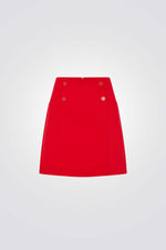 חצאית קצרה גזרה גבוהה עם כפתורים דקורטיביים בצבע אדום