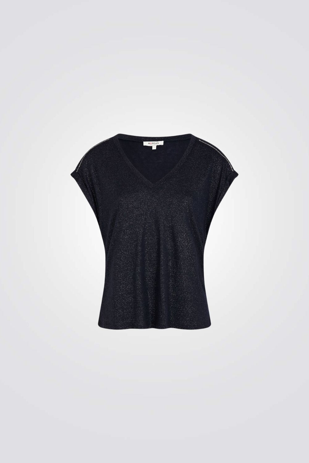 טישירט גימור נצנצים בצבע נייבי