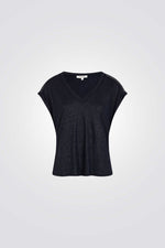 טישירט גימור נצנצים בצבע נייבי