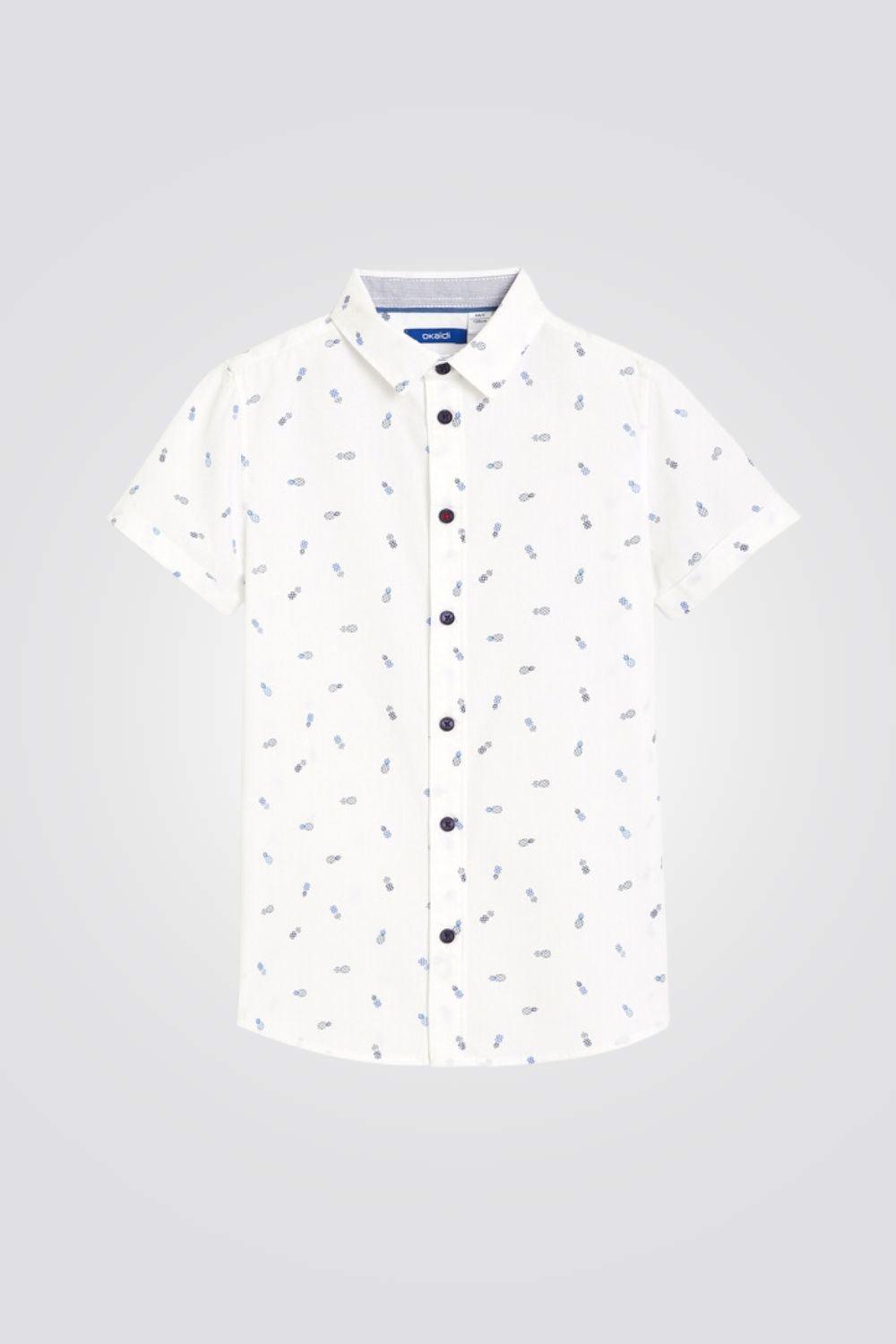 חולצה מכופתרת קצרה לילדים בצבע לבן - MASHBIR//365