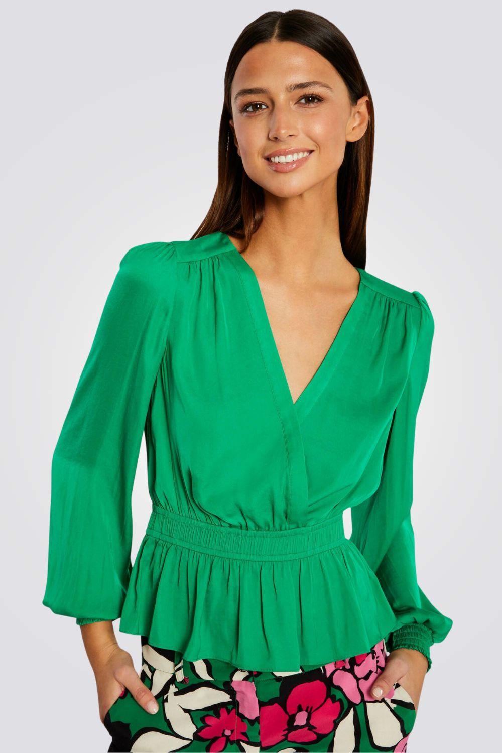 חולצת מעטפת לנשים בצבע ירוק - MASHBIR//365