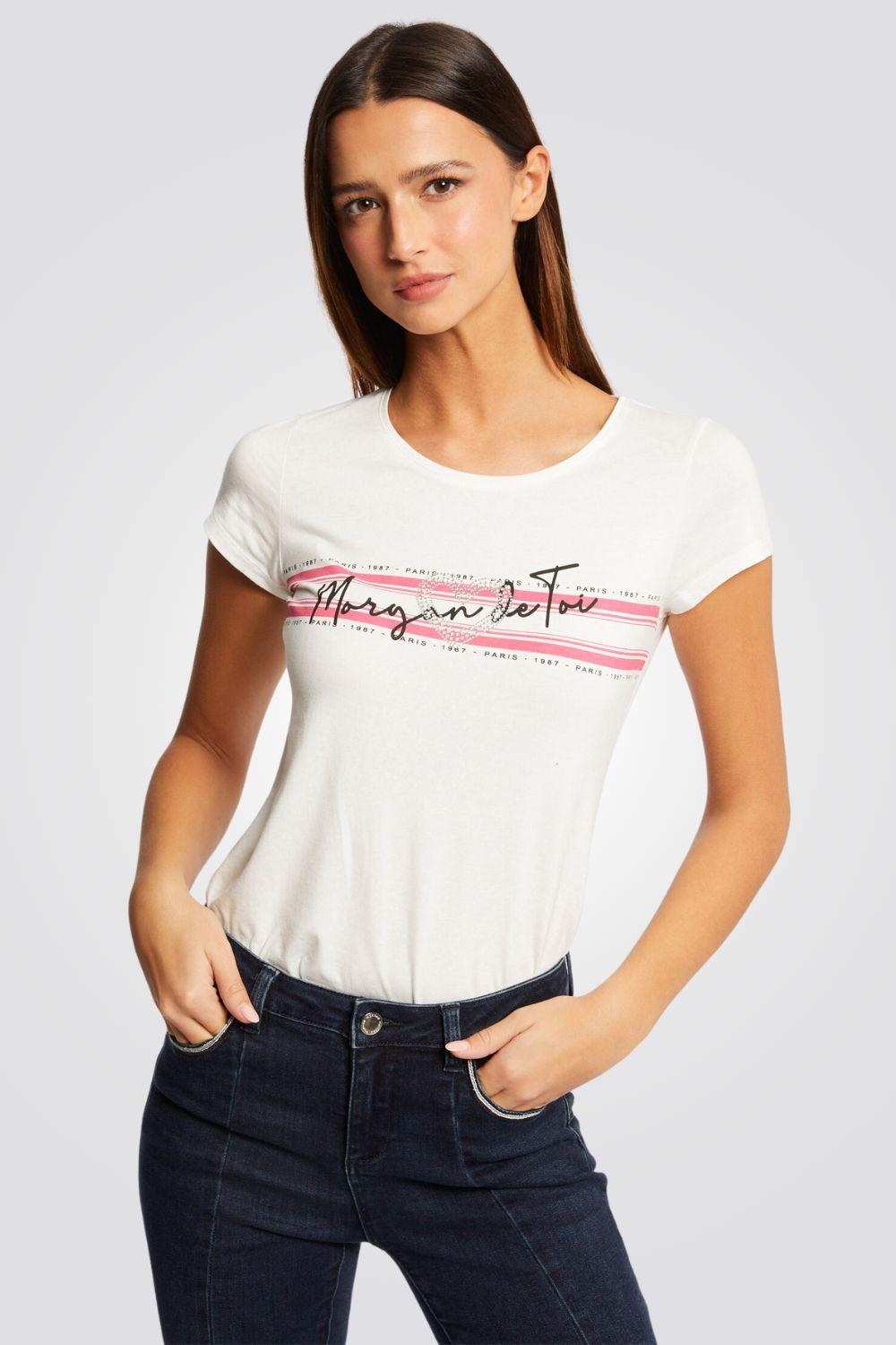 טישירט קצרה לנשים בצבע לבן - MASHBIR//365