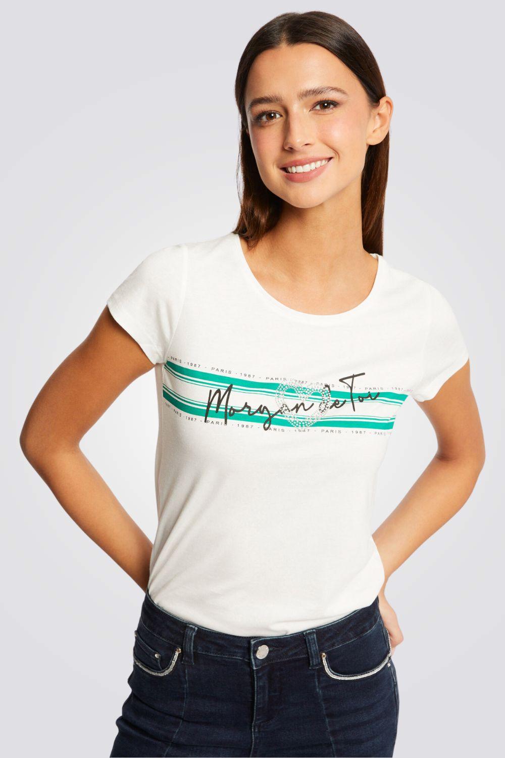 טישירט קצרה לנשים בצבע לבן - MASHBIR//365