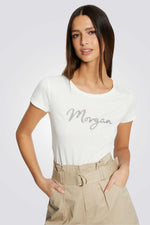 טישירט קצרה לנשים בצבע OFF WHITE - MASHBIR//365