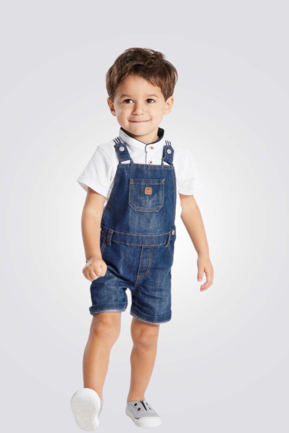 סט אוברול גינס וחולצה בצבע לבן לתינוקות - MASHBIR//365