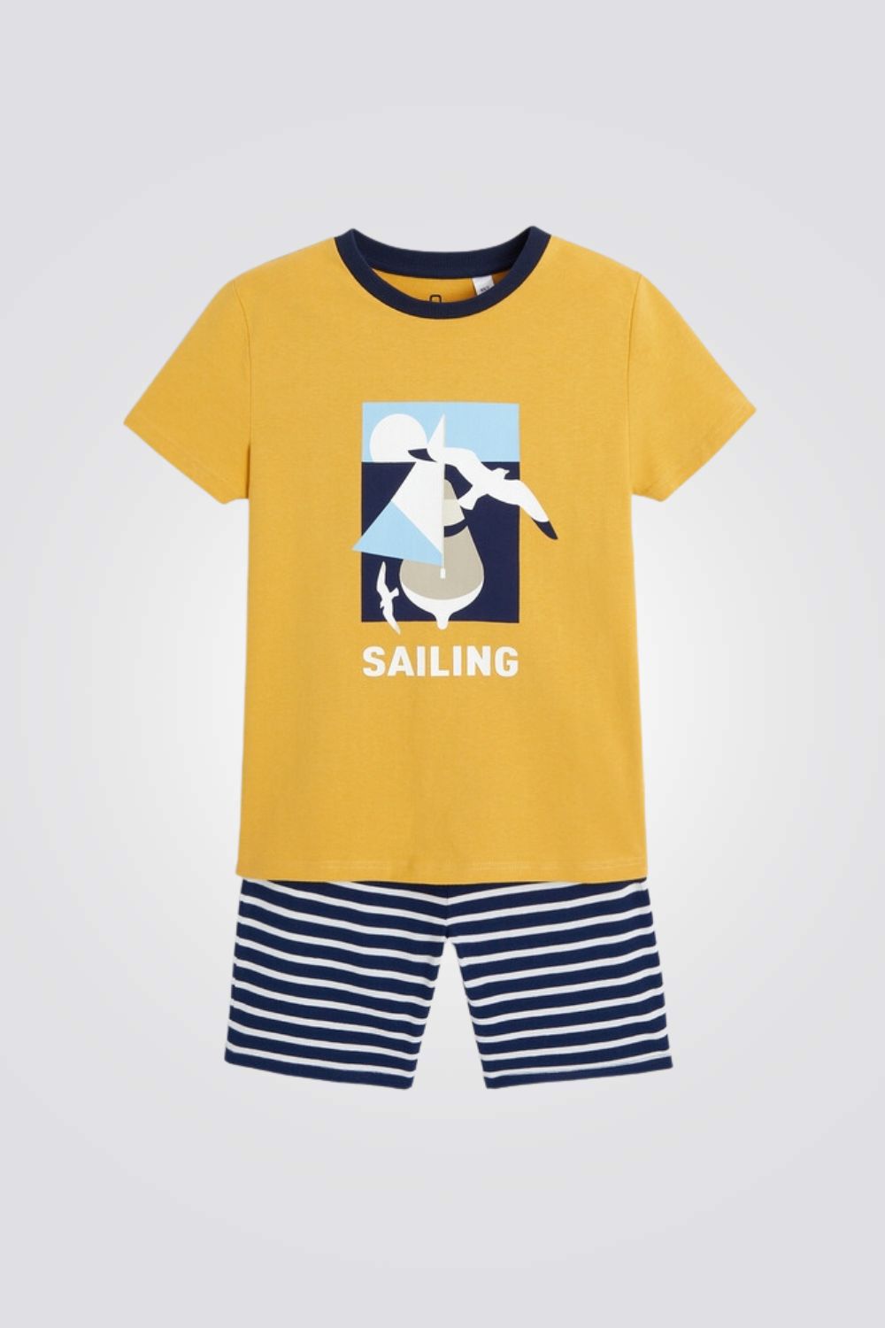 סט פיג'מה קצרה לילדים בצבע צהוב