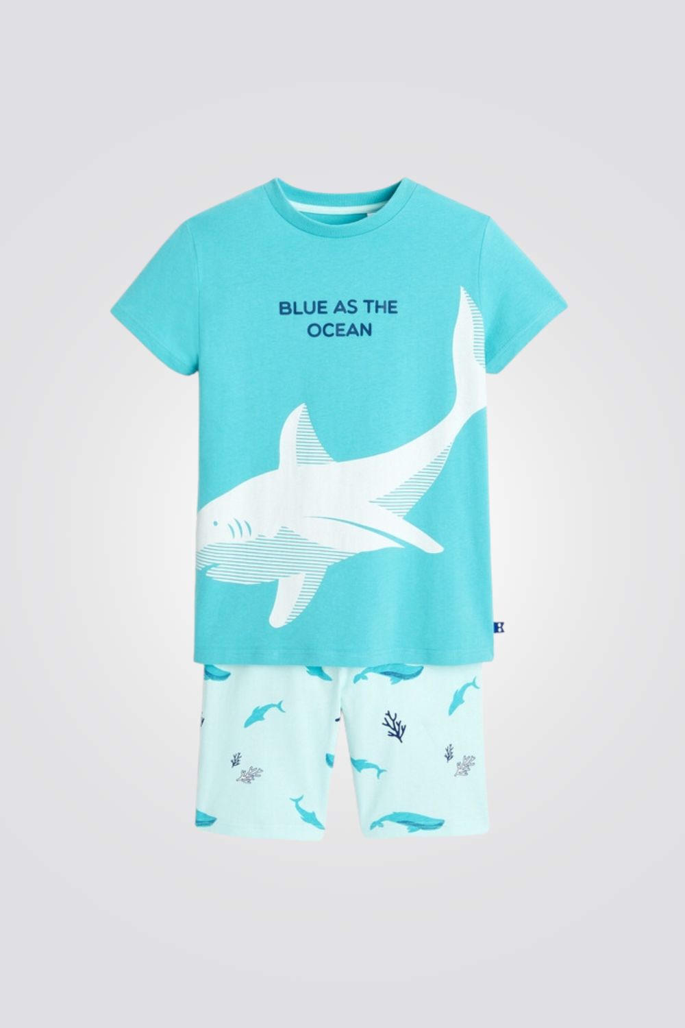 סט פיג'מה קצרה לילדים בצבע תכלת