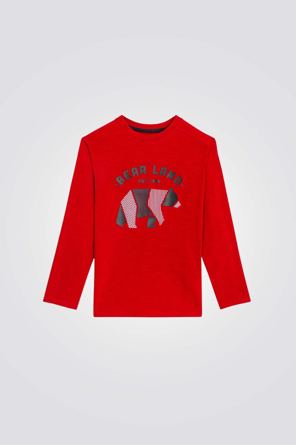 טישירט ילדים שרוול ארוך בצבע אדום עם הדפס דוב