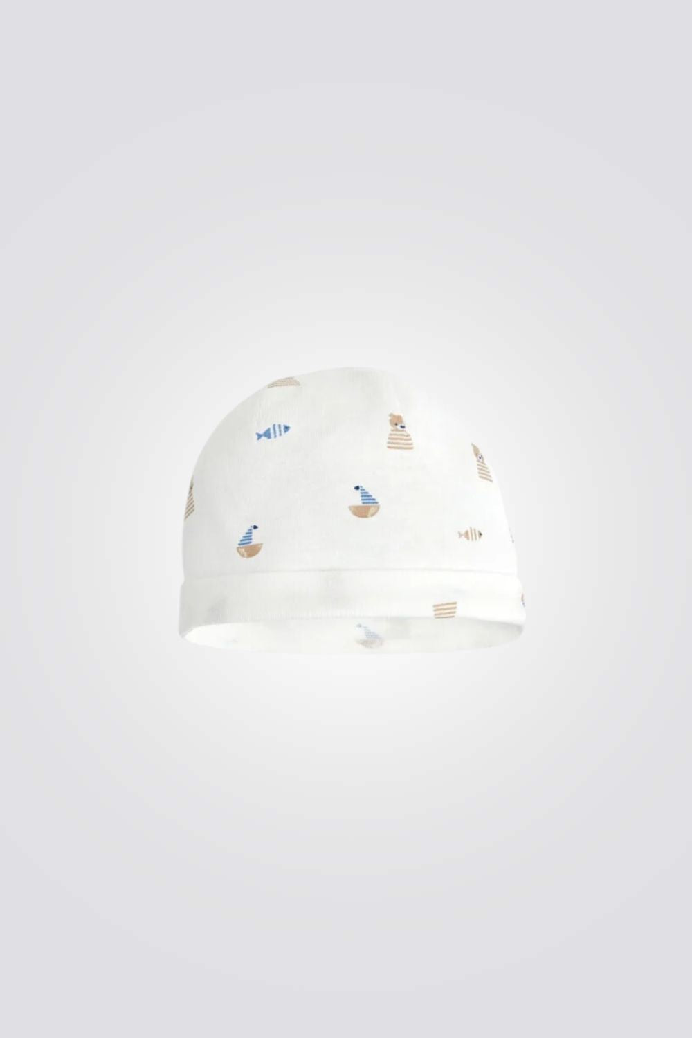 כובע לתינוקות בצבע לבן עם הדפס חיות