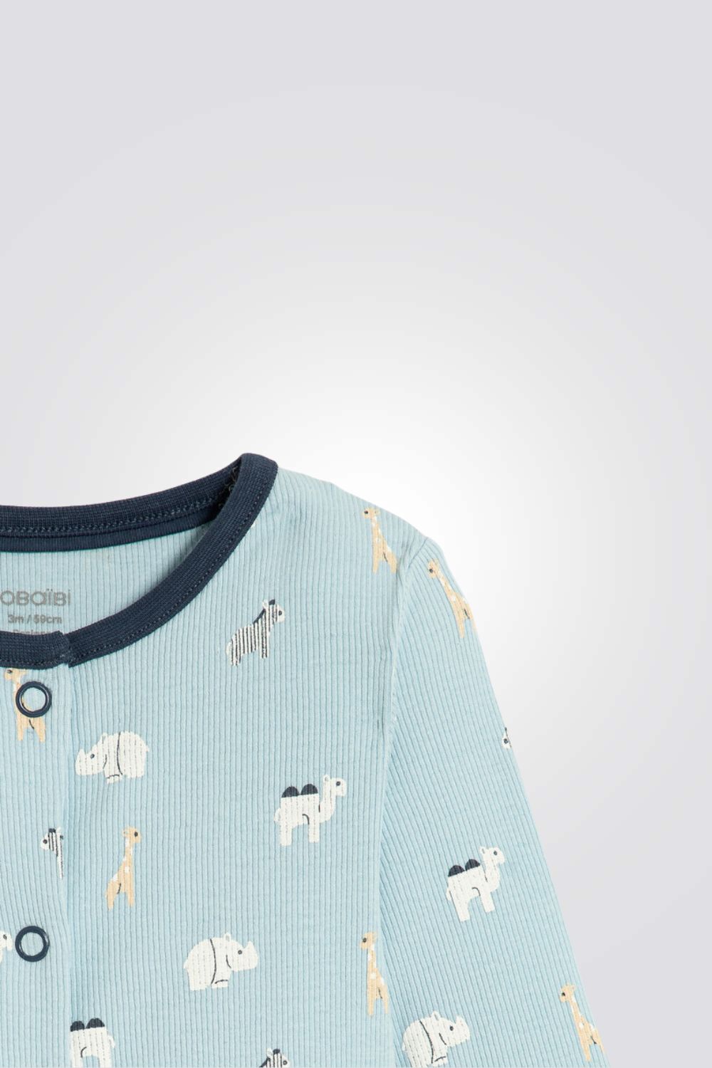 אובורול פיג'מה לתינוקות בצבע תכלת עם הדפס חיות
