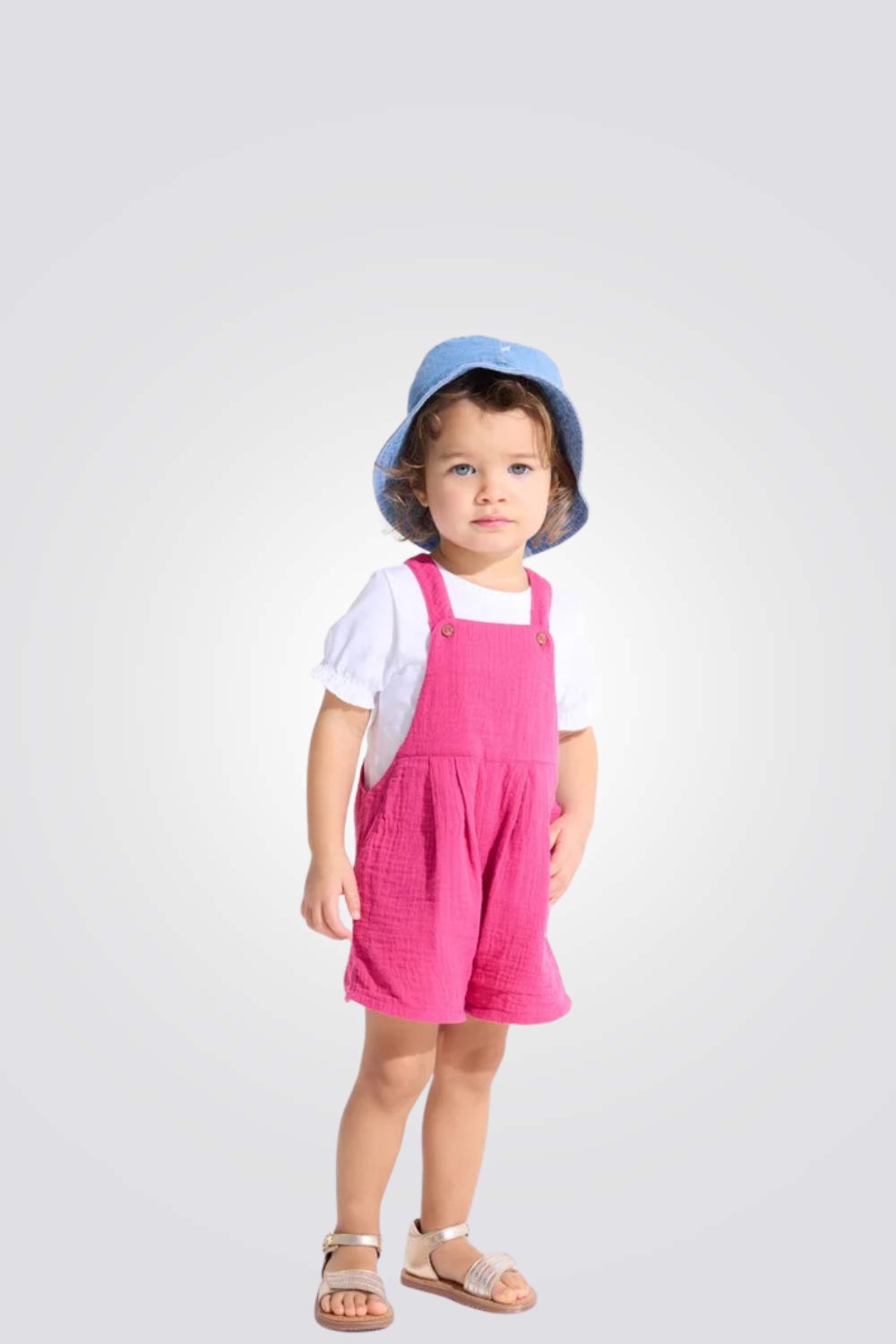 אוברול קצר לתינוקות בצבע ורוד