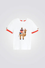 טישירט לתינוקות בצבע לבן עם הדפס גמל