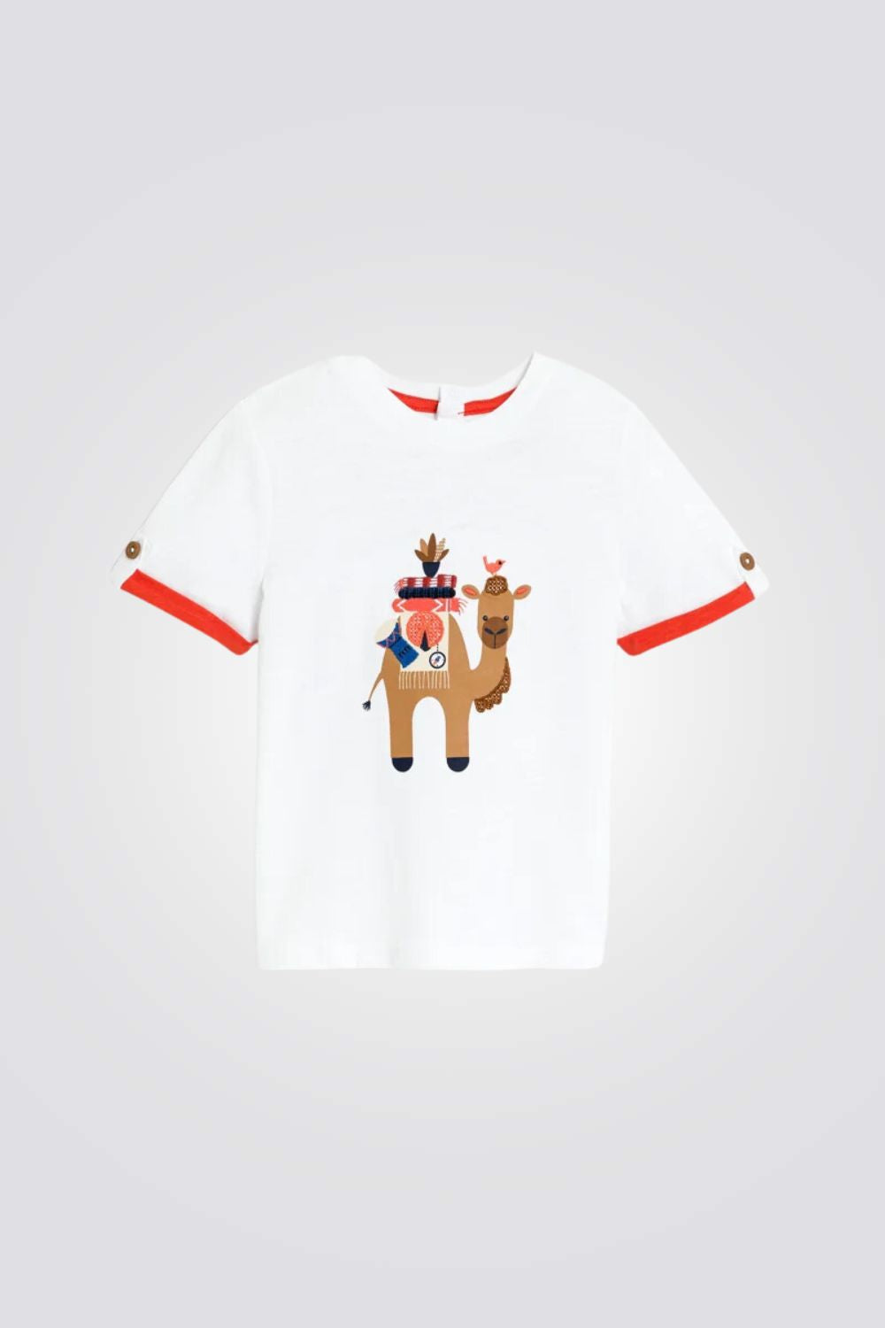 טישירט לתינוקות בצבע לבן עם הדפס גמל