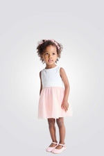 שמלה חגיגית לתינוקות בצבעי ורוד לבן