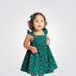 שמלה לתינוקות בצבע ירוק עם הדפס תוכים - 1