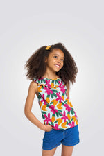 גופיה צבעונית עם הדפס פרחוני 