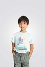 טישירט לילדים בצבע תכלת עם הדפס