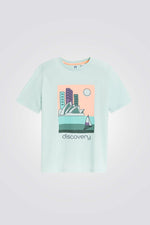 טישירט לילדים בצבע תכלת עם הדפס