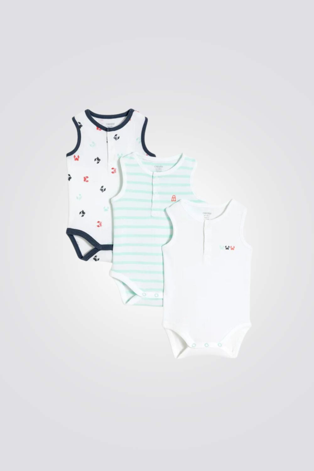 מארז שלושה בגדי גוף לתינוקות בצבעי כחול ולבן