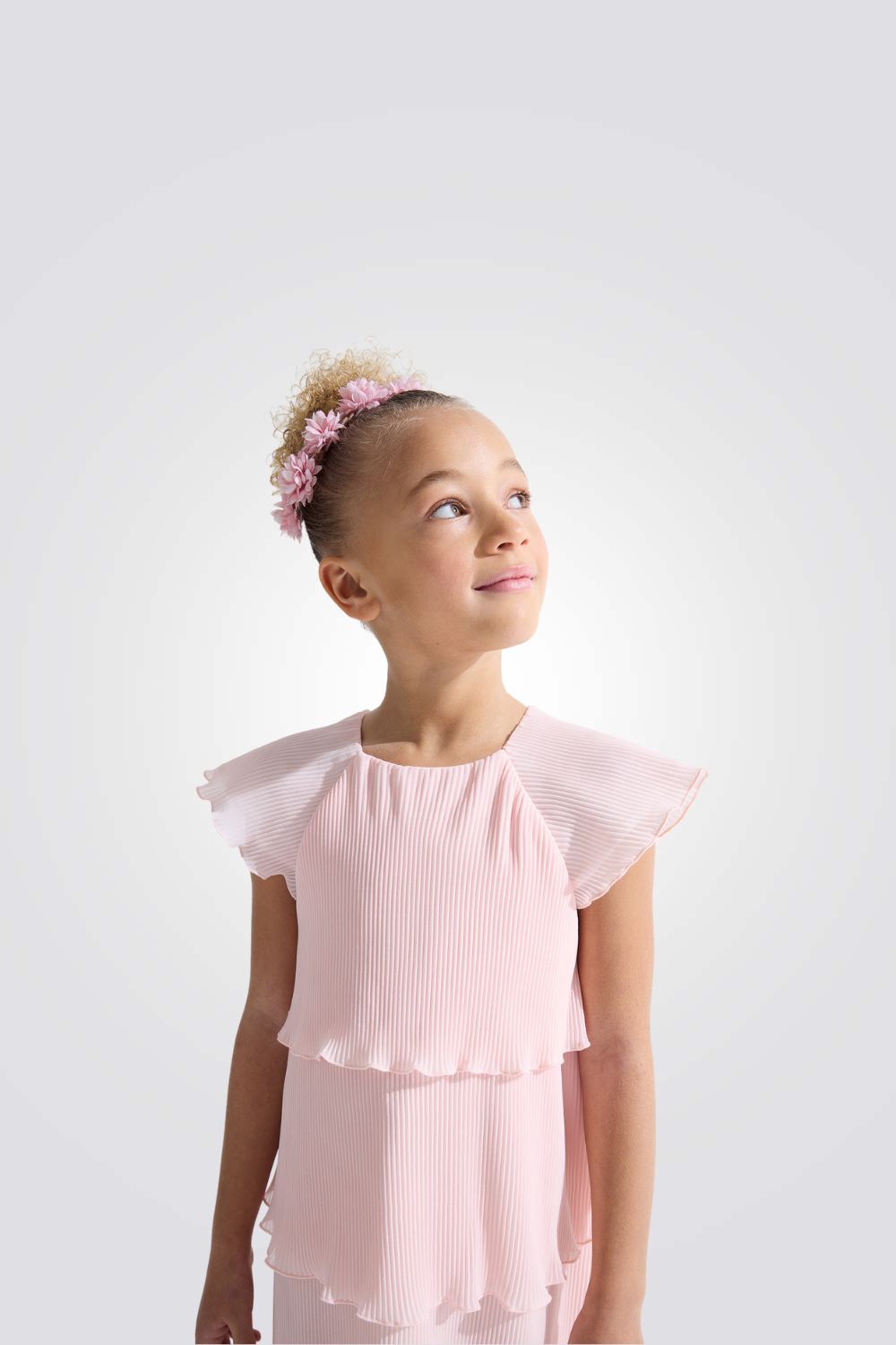שמלת שכבות לילדות בצבע ורוד
