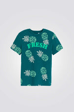 טישירט לילדים בצבע ירוק עם הדפס אננס