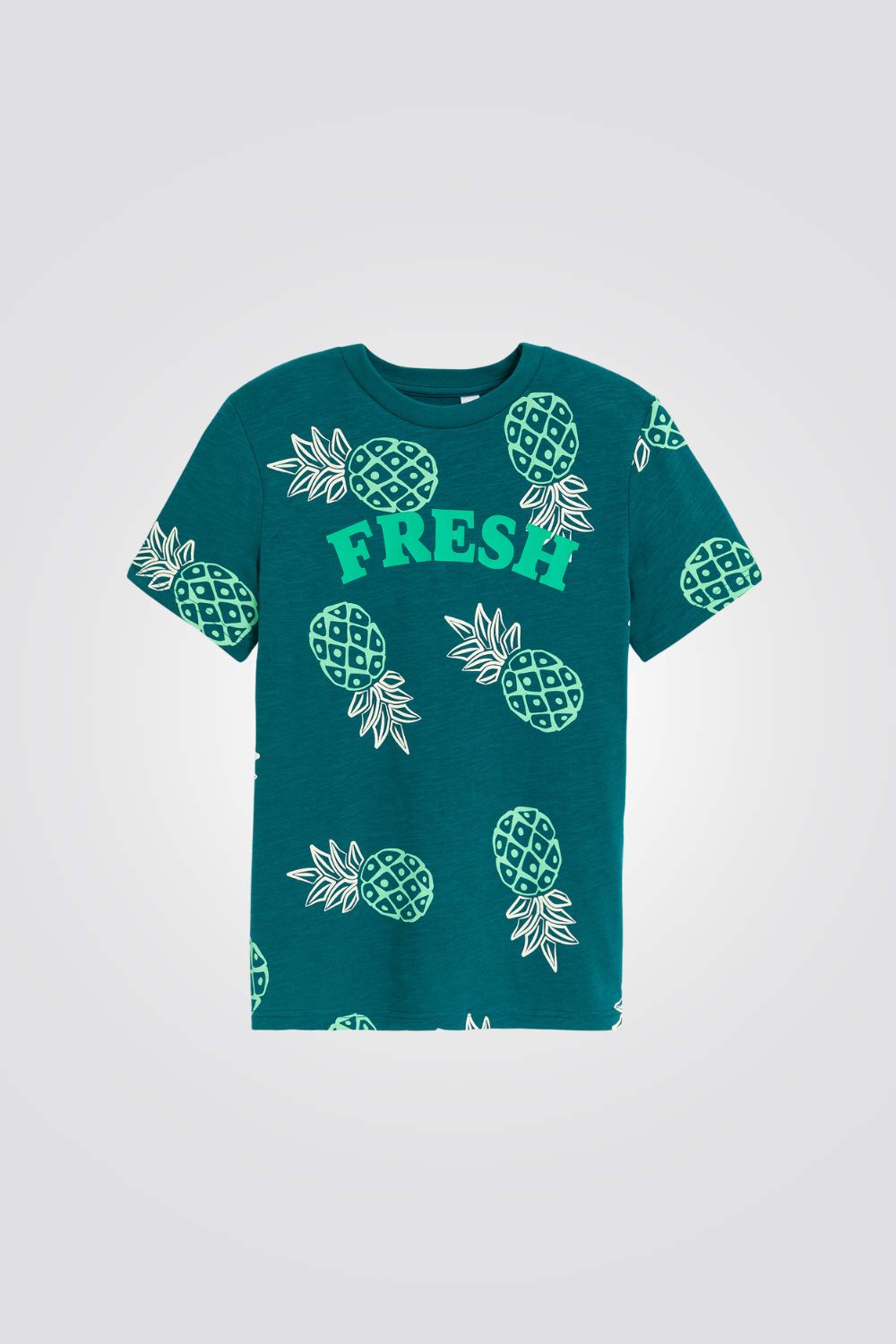 טישירט לילדים בצבע ירוק עם הדפס אננס