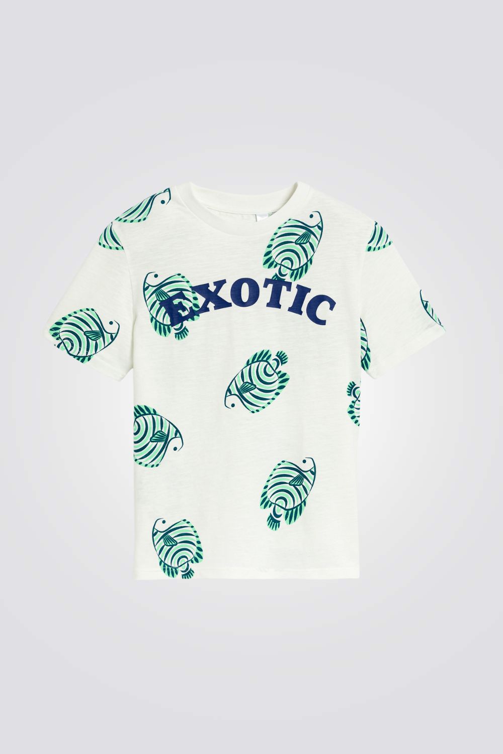 טישירט לילדים בצבע לבן עם הדפס דגים