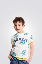 טישירט לילדים בצבע לבן עם הדפס דגים