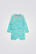 בגד ים לתינוקות בצבע כחול עם הדפס