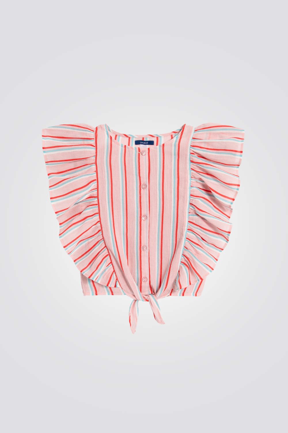 חולצה לילדות בצבע ורוד עם הדפס פסים