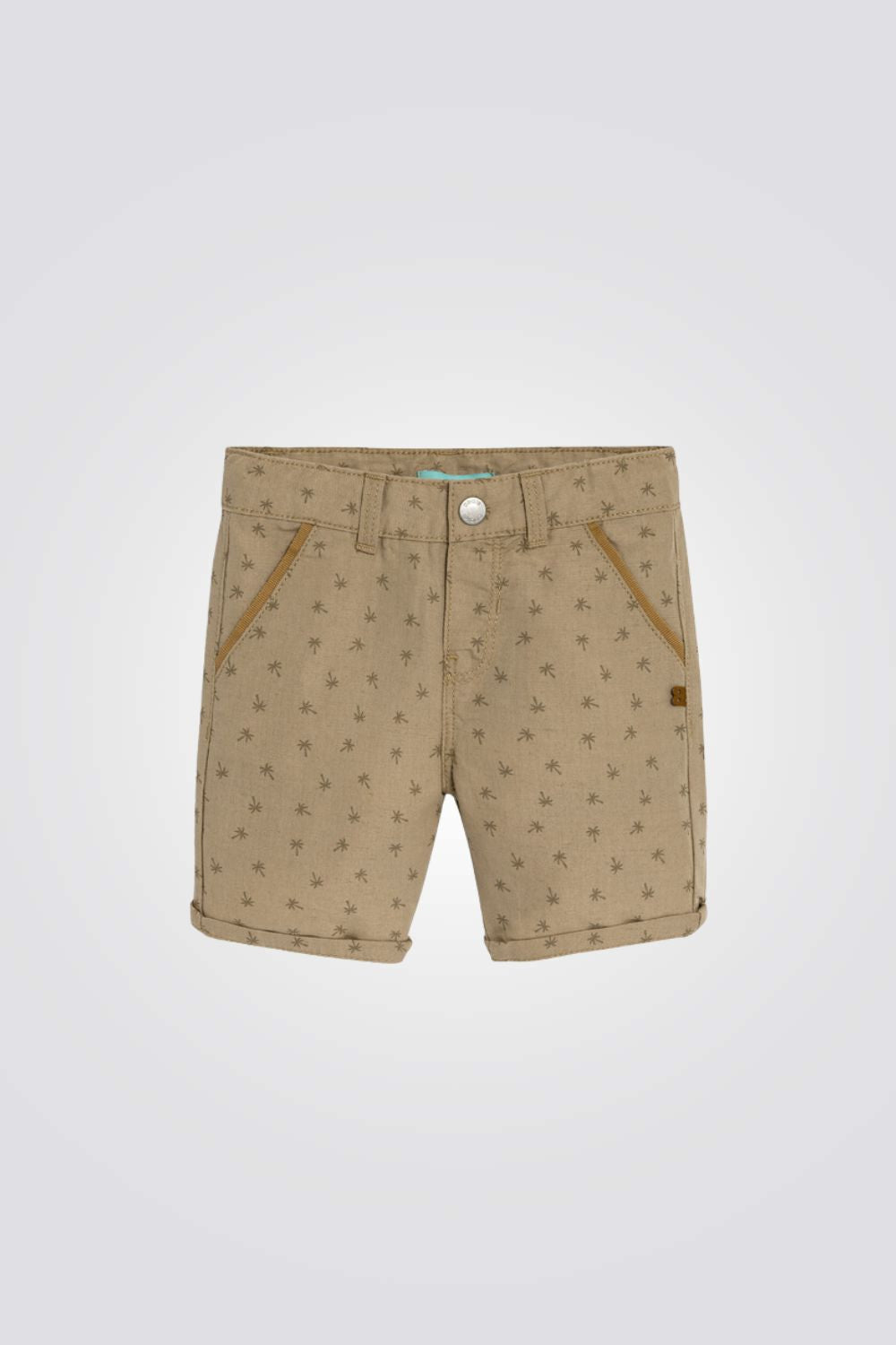 מכנסי ברמודה לתינוקות בצבע חום עם הדפס דקלים