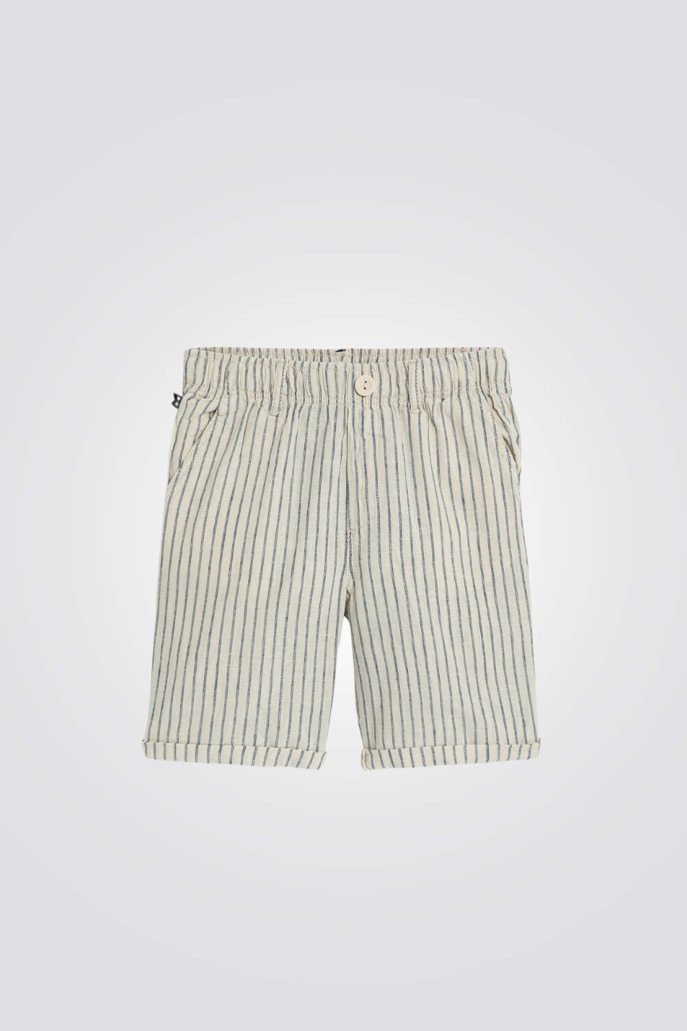 מכנסי ברמודה לילדים בצבע בז' עם פסים