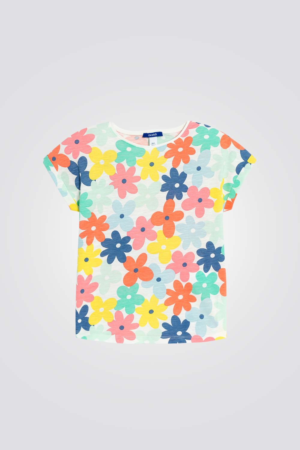 טישירט לילדות עם הדפס פרחים