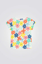 טישירט לילדות עם הדפס פרחים