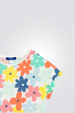 טישירט לילדות עם הדפס פרחים