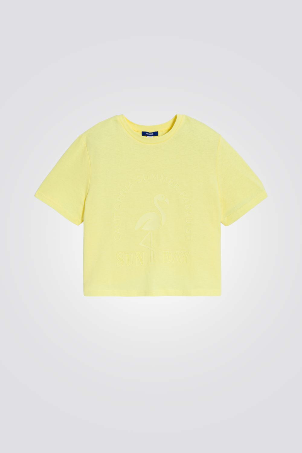 טישירט לילדות בצבע צהוב עם הדפס