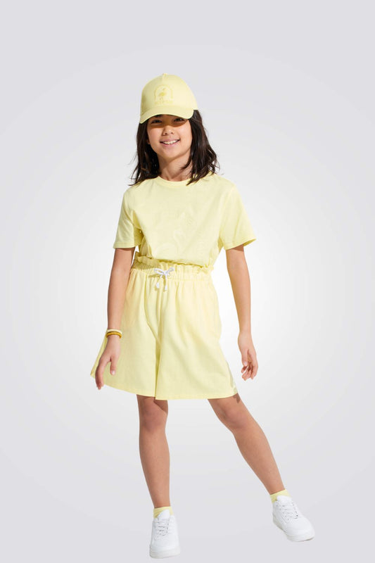 טישירט לילדות בצבע צהוב עם הדפס