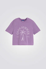 טישירט לילדות בצבע סגול עם הדפס