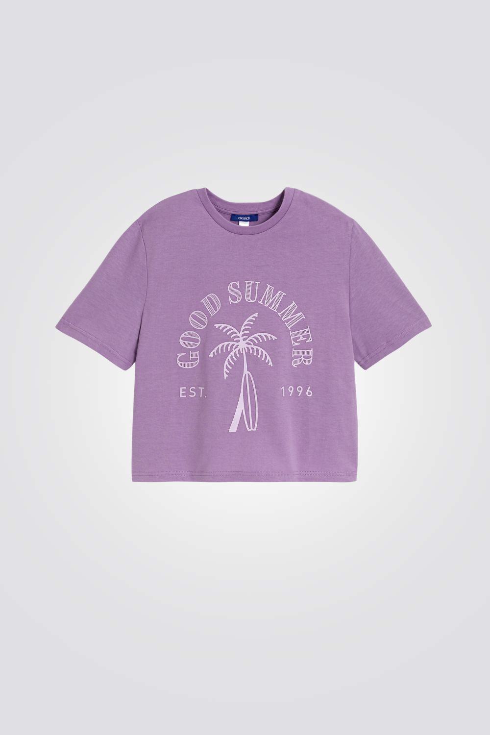 טישירט לילדות בצבע סגול עם הדפס