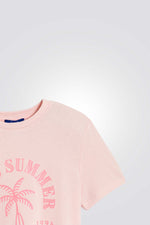 טישירט לילדות בצבע ורוד עם הדפס