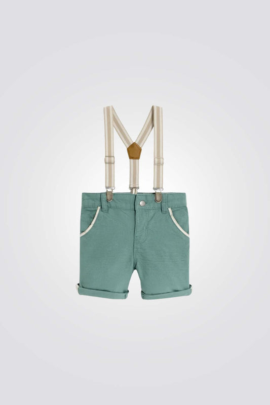 מכנסיים קצרים לתינוקות בצבע ירוק עם שלייקס