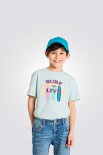 טישירט לילדים בצבע תכלת עם הדפס