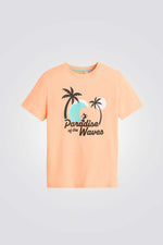 טישירט לילדים בצבע כתום עם הדפס