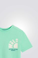 טישירט לילדים בצבע ירוק עם הדפס