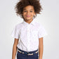 חולצה מכופתרת קצרה לילדים בצבע לבן עם הדפס - 1