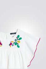 שמלת מלמלה לילדות בצבע לבן עם רקמה