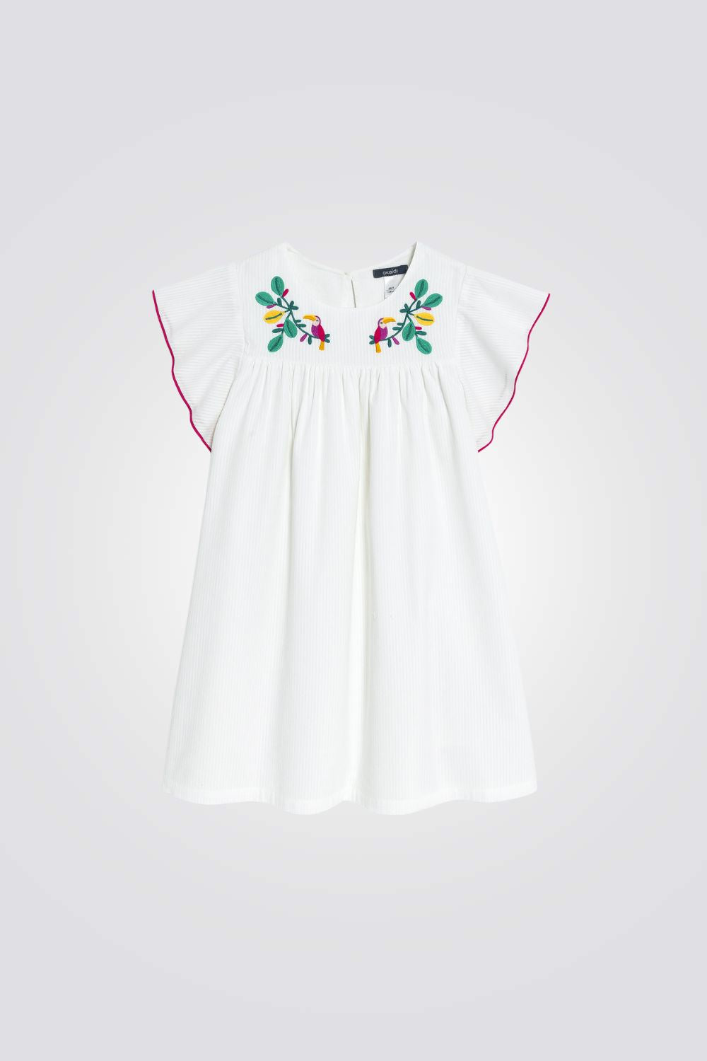 שמלת מלמלה לילדות בצבע לבן עם רקמה